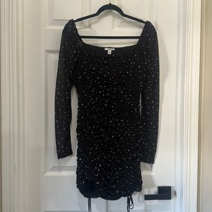 Bar III black ruched long sleeve dress size L